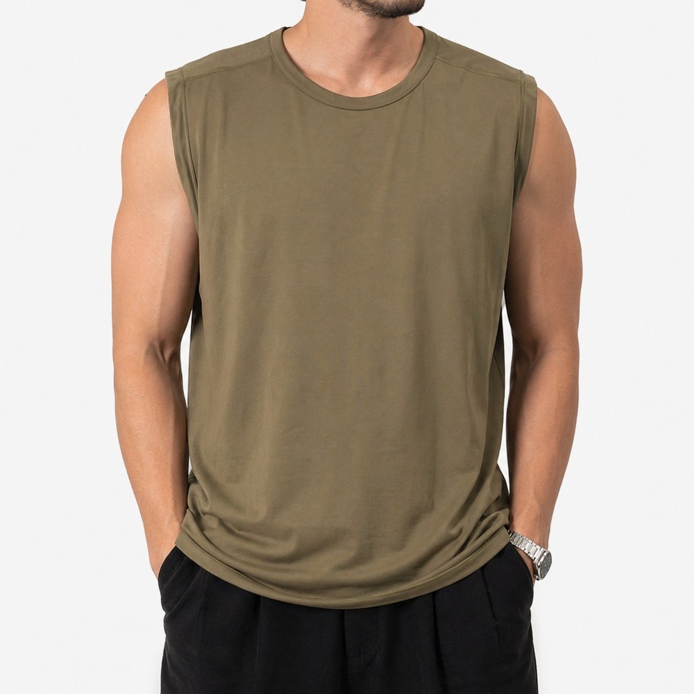 Skims‎ Pullover Tank Top Men's Size XL Olive Green Round Neck Sleeveless